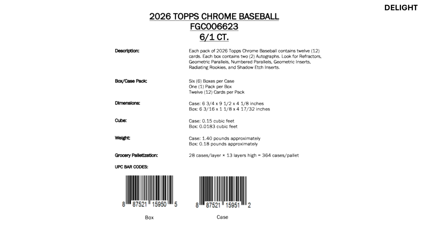 Topps Chrome Baseball 2026 - Hobby Box