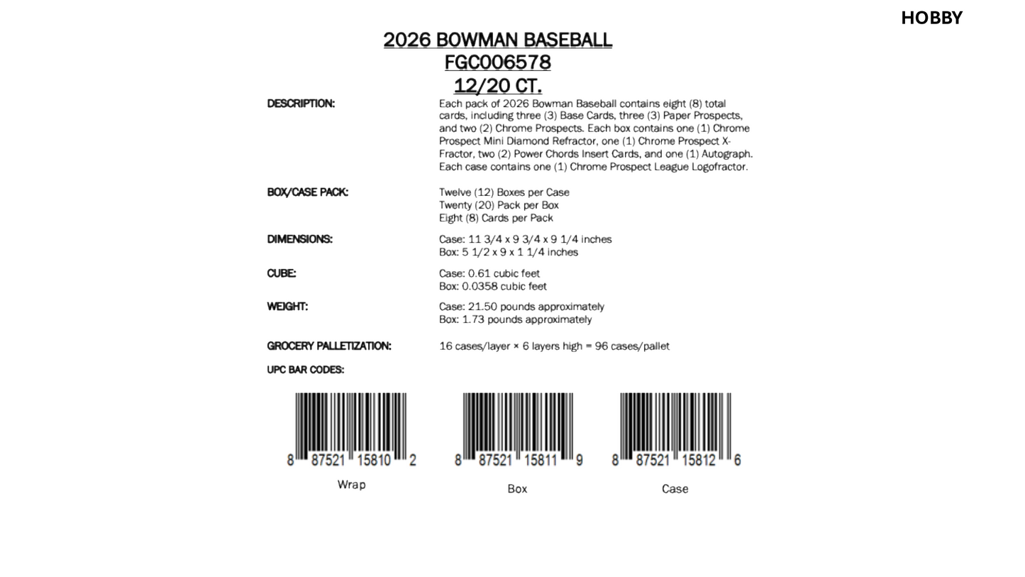 Topps Bowman Baseball 2026 - Value Box