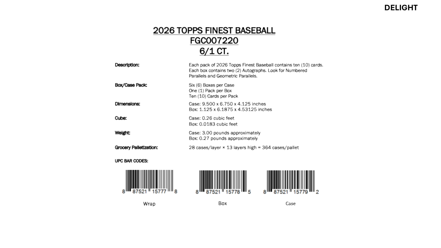 Topps Finest Baseball 2026 - Hobby Box