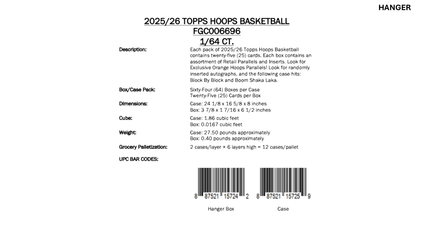 Topps NBA Hoops Basketball 2025/26 - Jumbo Box