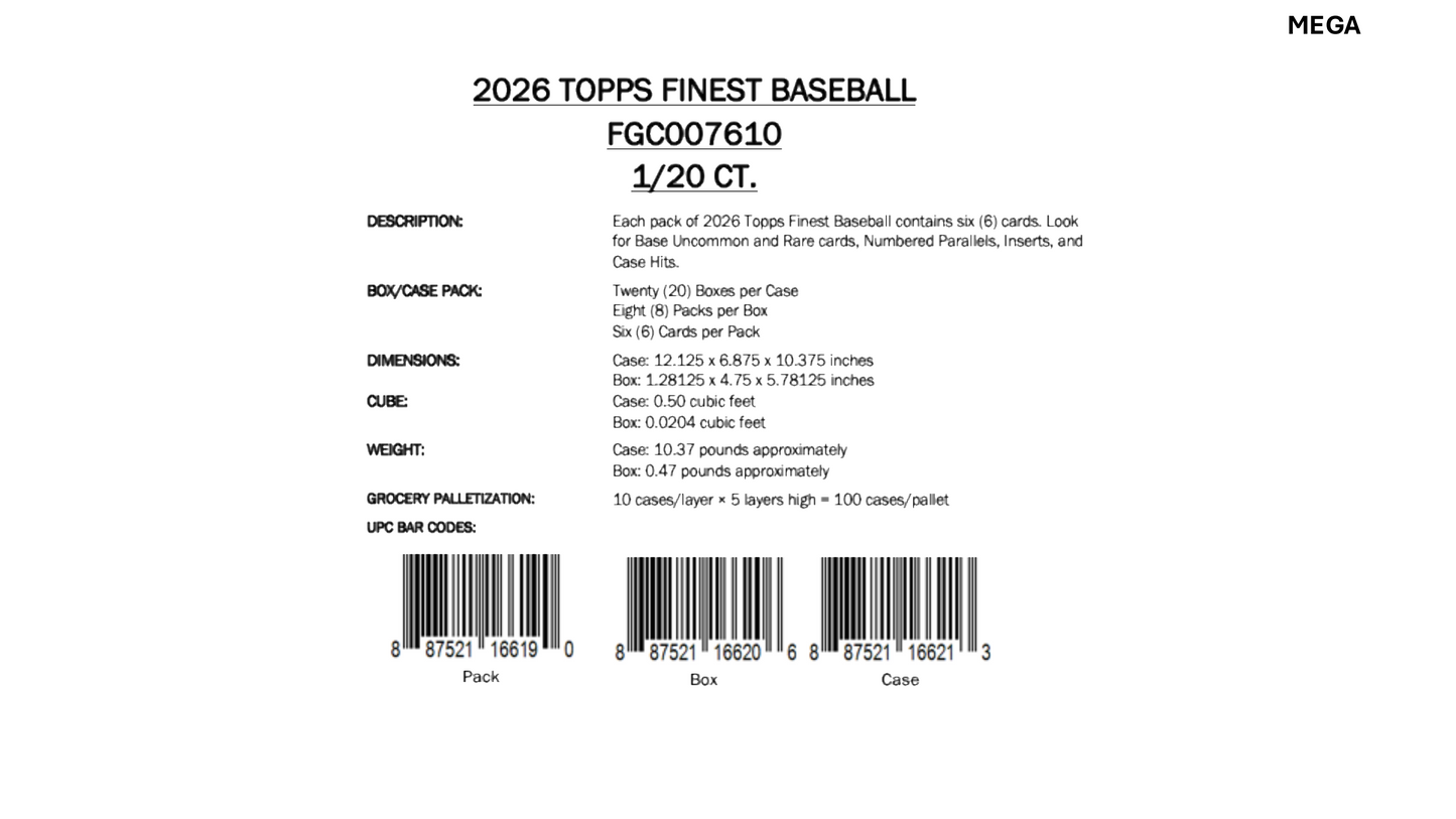 Topps Finest Baseball 2026 - Mega Box