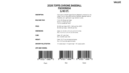 Topps Chrome Baseball 2026 - Value Box