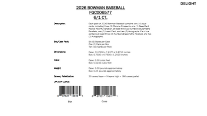 Topps Bowman Baseball 2026 - Hobby Box