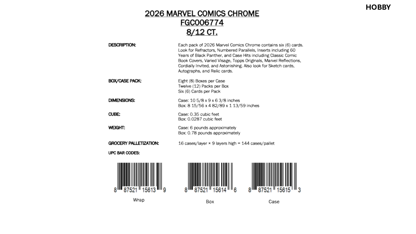 Topps Chrome Marvel Comics 2026 - Value Box