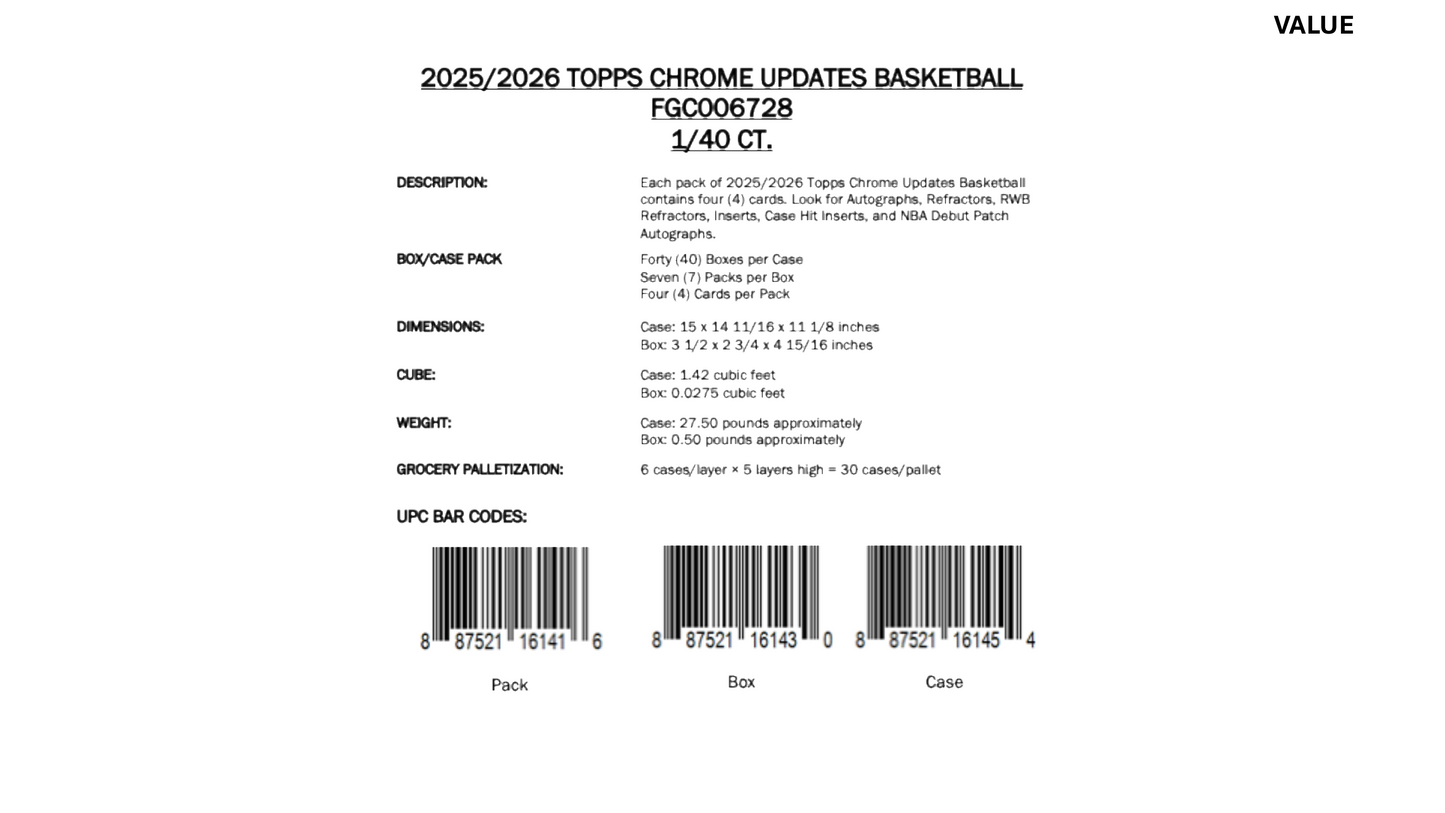 Topps Chrome Updates NBA Basketball 2025/26 - Mega Box