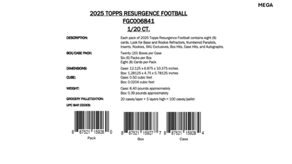 Topps Resurgence NFL Football 2025 - Hobby Box