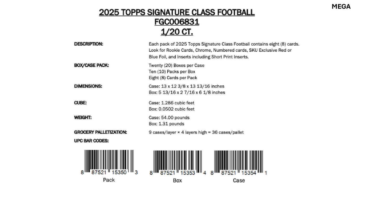 Topps NFL Signature Class Football 2025 - Hobby Box