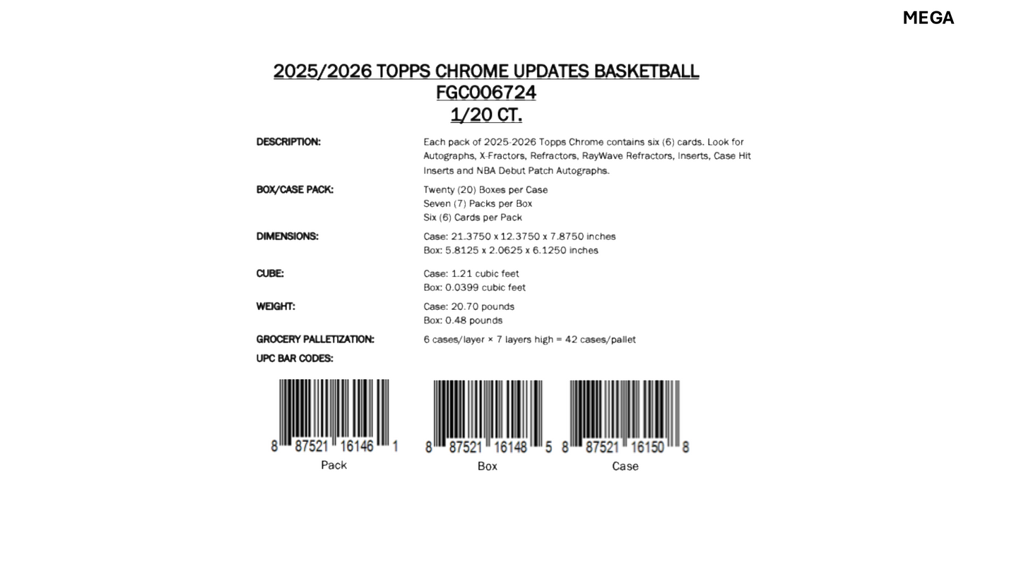Topps Chrome Updates NBA Basketball 2025/26 - Jumbo Box