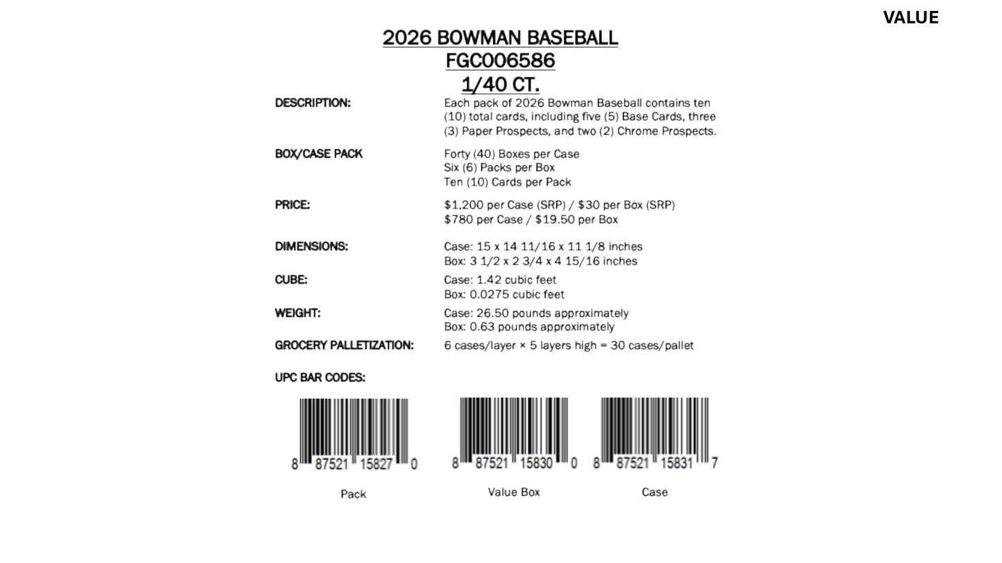 Topps Bowman Baseball 2026 - Value Box