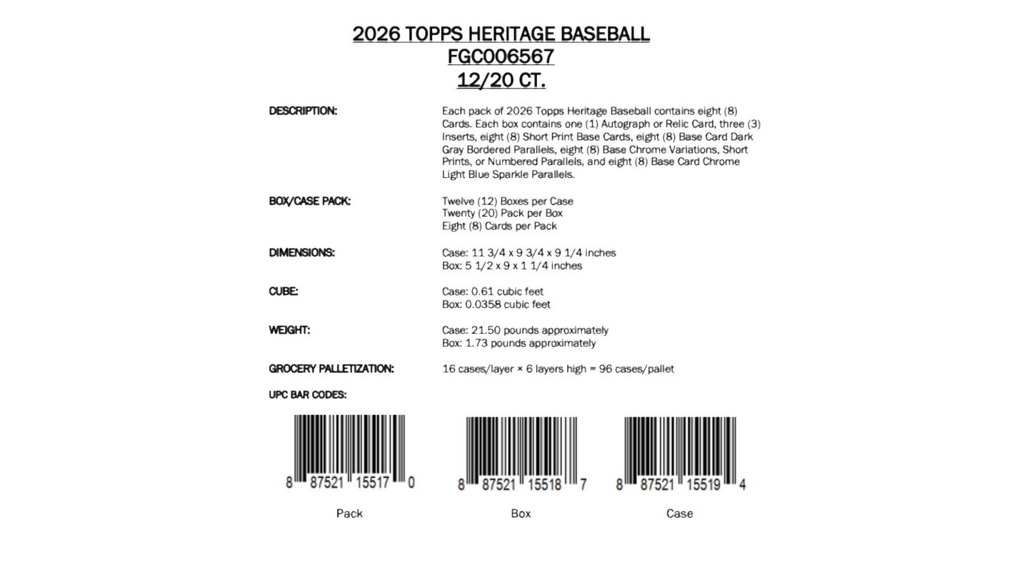 Topps Baseball Heritage 2026 - Hobby Box
