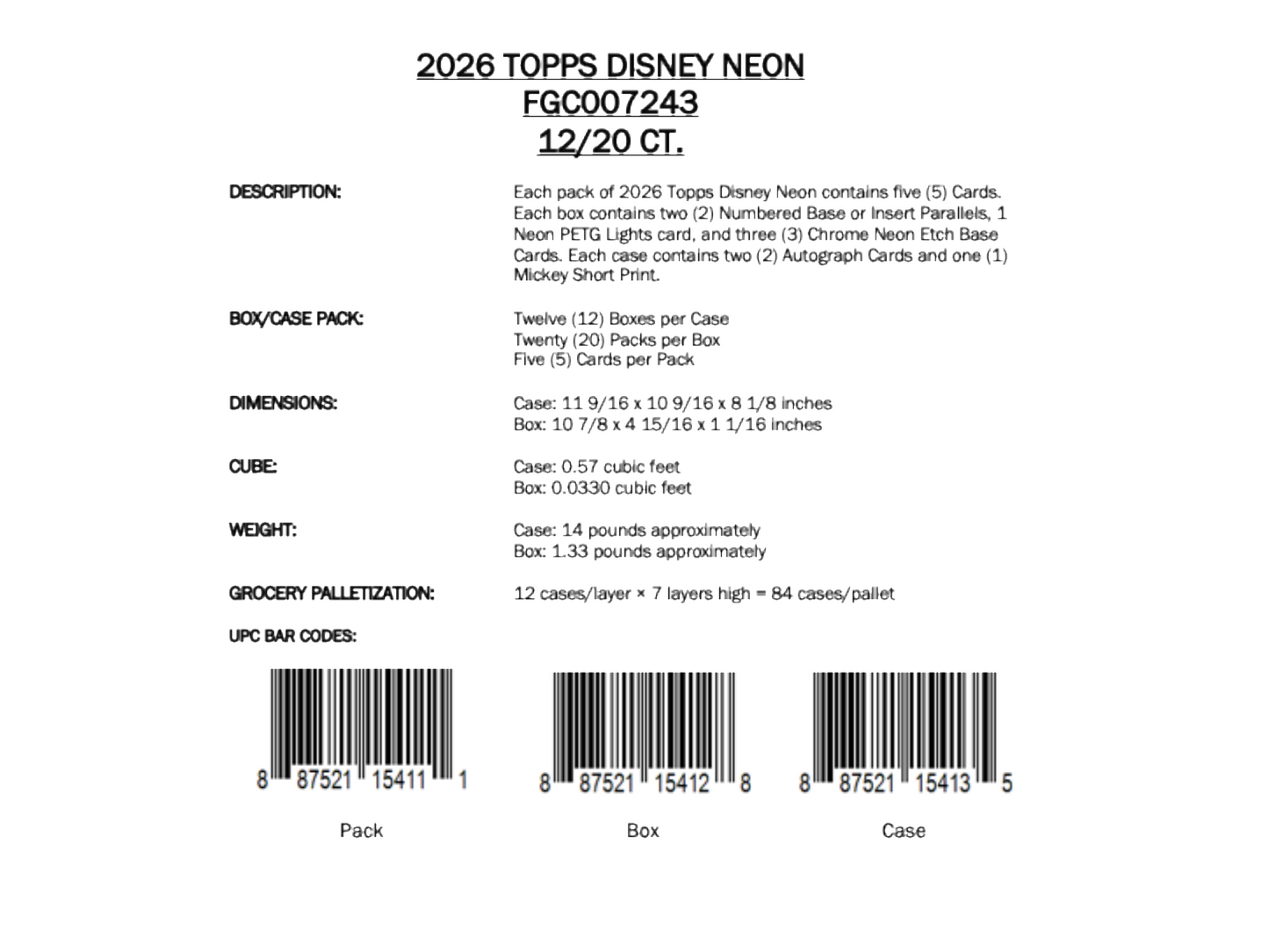 Topps Neon Disney 2026 - Hobby Box