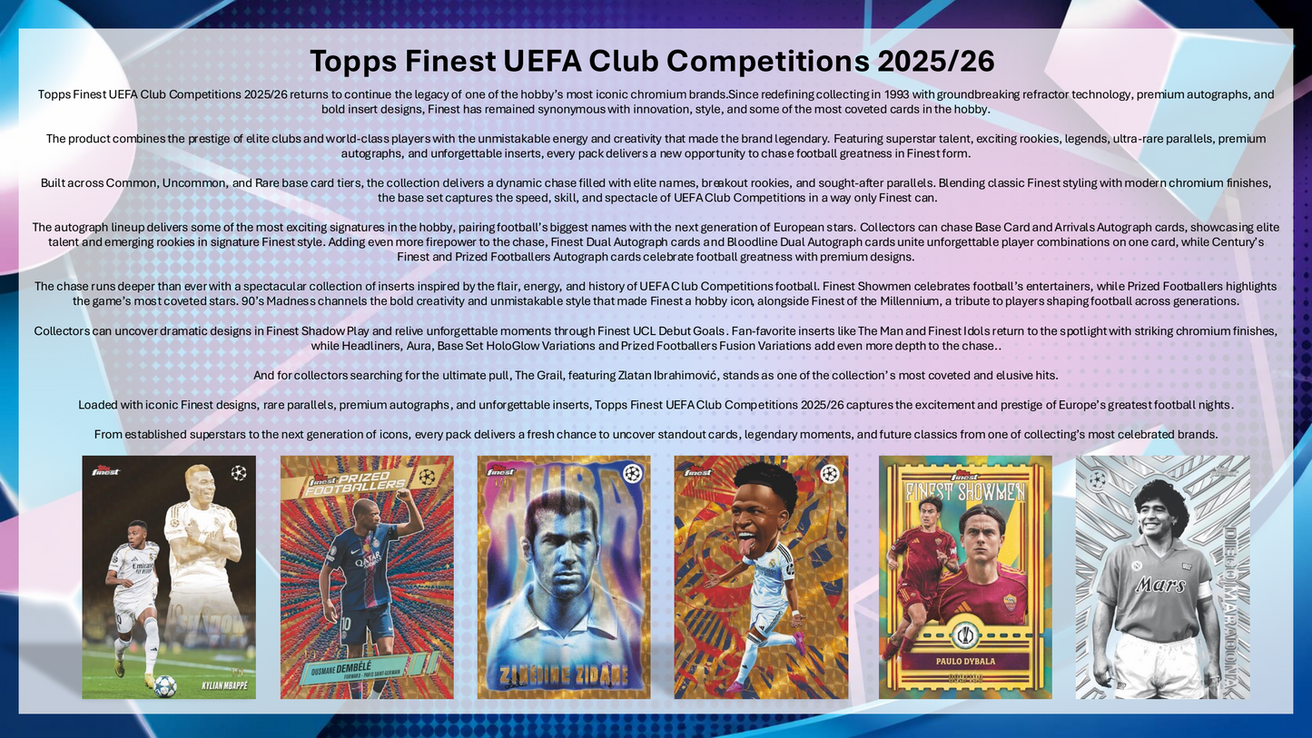Topps Finest UEFA Champions League 2025/26 - Hobby Box
