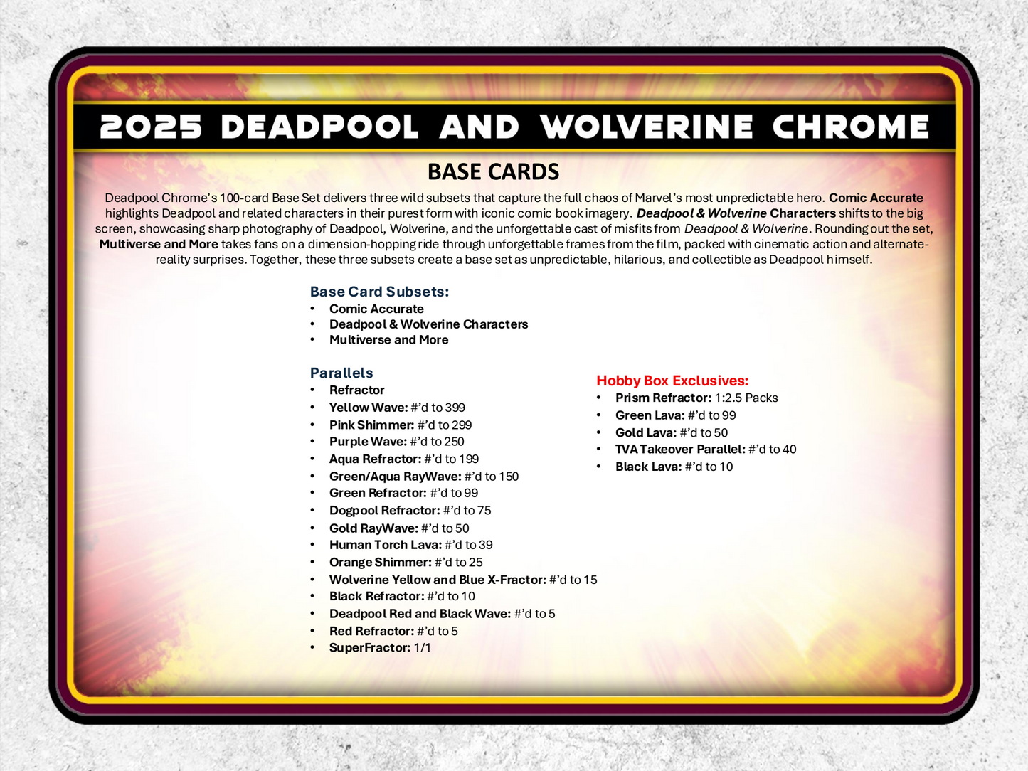 Topps Chrome Deadpool 2025 - Hobby Box
