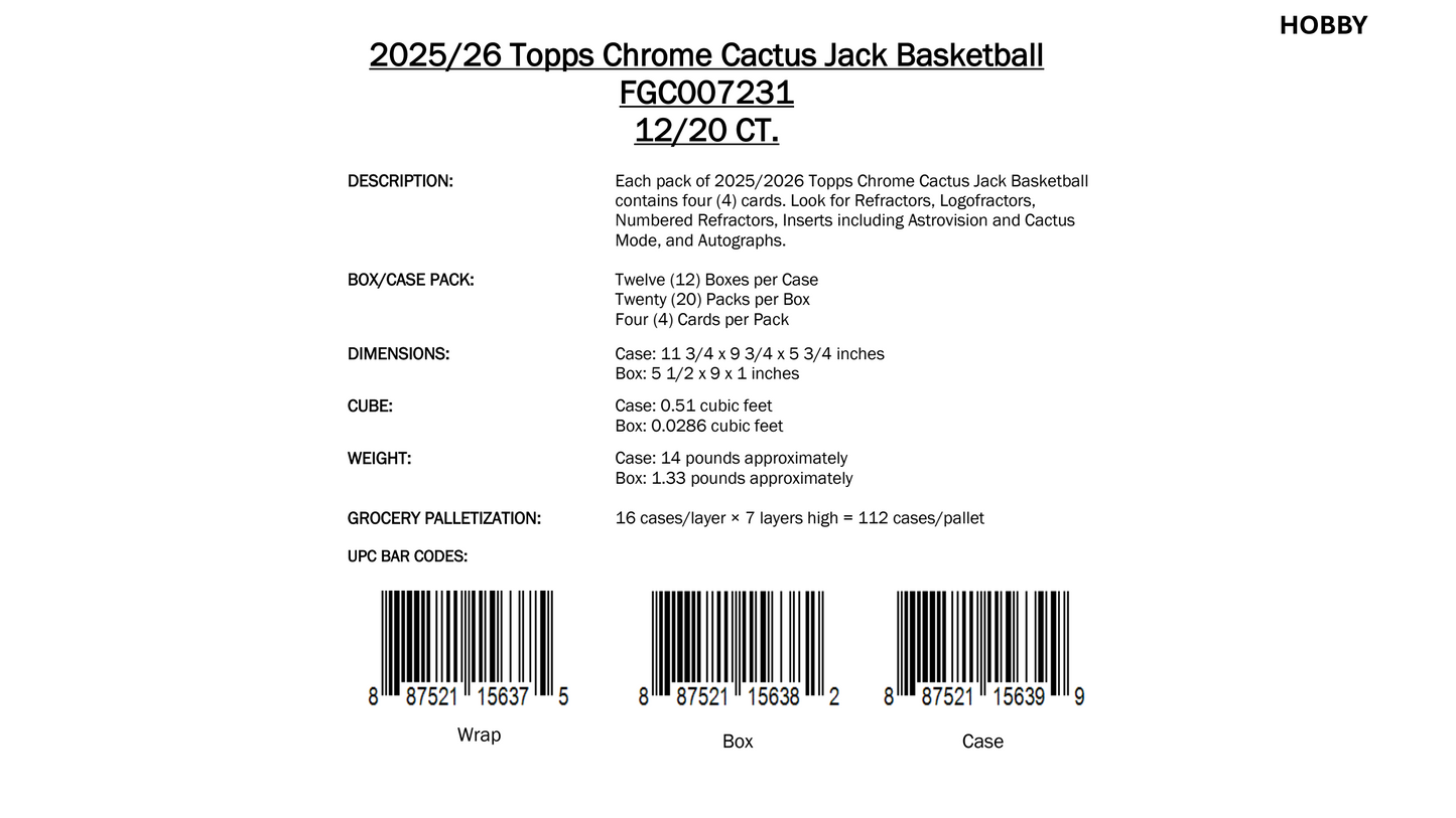 Topps Chrome Cactus Jack NBA Basketball 2025/26 - Hobby Box